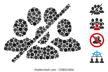 Mosaic No people crowd icon composed of round elements in random sizes, positions and proportions. Vector round elements are composed into abstract mosaic no people crowd icon.