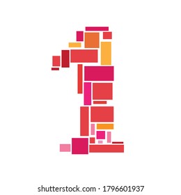 mosaic number one illustration symbol
