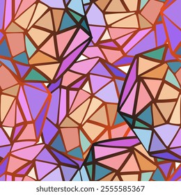 Mosaic on pattern, stained glass, fool color seamless for print, banner.