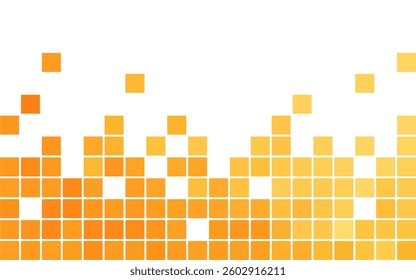 Mosaic orange pixel background with copy space. Scattered matrix pattern for background, backdrop, banner, flyer, cover, and graphic design. Simple futuristic techno pattern. 