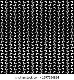Ornamento mosaico hecho de piezas angulares idénticas, dispuestas en posiciones invertidas. Diseño textil. Gráficos en blanco y negro.