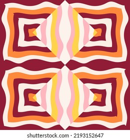 Mosaic ornament seamless pattern. Decorative patchwork wallpaper. Design for fabric, textile print, wrapping paper, cover. Vector illustration