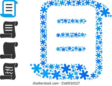 Icono de desplazamiento de la página mosaico está diseñado para invierno, Año Nuevo, Navidad. El mosaico de iconos de desplazamiento de páginas está diseñado a partir de partes de nieve azul claro. Se agregan algunos iconos similares.