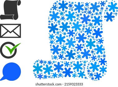 Icono de rollo de papel mosaico está construido para invierno, Año Nuevo, Navidad. El mosaico del icono del rollo de papel está diseñado con elementos de nieve azul claro. Se añaden algunos iconos adicionales.