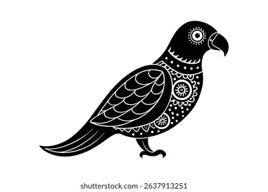 mosaic parrot with paisley border tiles