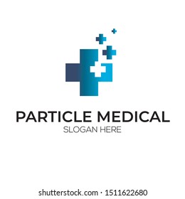 Mosaic particle medical logo design vector