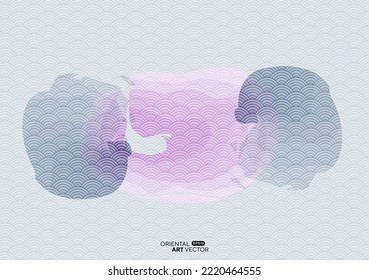 mosaic pastel art with oriental wave texture ocean environment theme background for advertisement brochure template banner website cover product package design presentation.