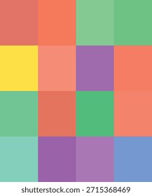 Un mosaico de cuadrados de colores pastel en tonos suaves de rosa, púrpura, verde, azul, amarillo y coral. Formato de Vector escalable adecuado para imprimir y...