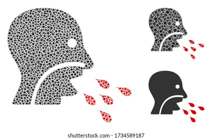 Mosaic Patient infection icon composed of humpy spots in various sizes, positions and proportions. Vector bumpy pieces are composed into abstract mosaic patient infection icon.