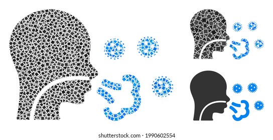 Mosaic Patient viruses icon composed of rough elements in random sizes, positions and proportions. Vector tremulant items are composed into abstract collage patient viruses icon.