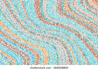 Mosaic pattern with blue and beige dots. The graphic pattern. Vector illustration