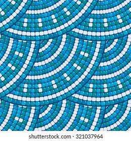 Mosaic pattern - Blue ceramic round classic geometric ornaments.