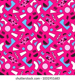 Mosaic pattern of broken tile. Seamless hand drawn  pattern with markers. Trending Memphis style.  Abstract kaleidoscope.