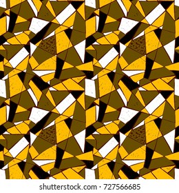 Mosaic pattern of broken tile. Seamless hand drawn  pattern with markers. Trending Memphis style.  Abstract kaleidoscope.