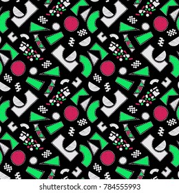 Mosaic pattern of broken tile. Seamless hand drawn  pattern with markers. Trending Memphis style.  Abstract kaleidoscope.