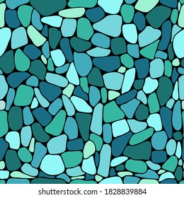Mosaic pattern. Ceramic trencadis broken tiles. Color mosaic print, texture. Hand drawn vector illustratiion. Mosaic color pieces. Stone tiles stylized background.Wall texture. Fabric, textile.