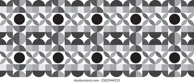 Mosaic pattern combination of black and grey geometric shapes
