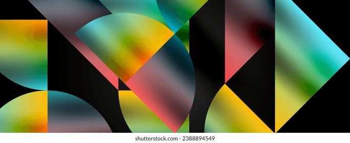 Mosaic pattern composition featuring harmonious interplay of triangles, lines, and round elements, creating a visually engaging and dynamic design for posters, covers, banners, brochures, websites