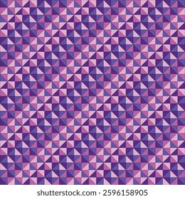 Mosaic pattern created by shades of neon purple and pink triangles 