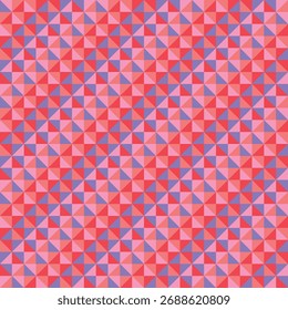 Padrão de mosaico criado a partir de triângulos púrpura, coral, rosa e vermelho