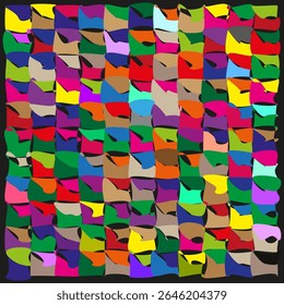Mosaic pattern design. Colorful tile texture. Geometric block illustration. Vector vibrant art.