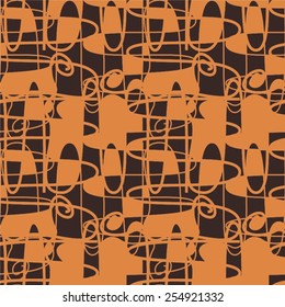 Mosaic pattern with irregular elements, seamless vector background.