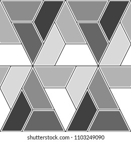 Mosaic pattern. Jagged figures ornament. Repeated puzzle shapes background. Logic game motif. Tiles wallpaper. Parquet backdrop. Flooring image. Digital paper, web design, textile print. Seamless back