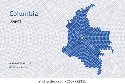 Mosaic Pattern Map of Colombia Highlighting Bogotá as the Capital