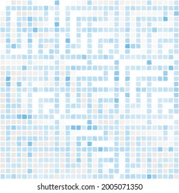 A mosaic pattern in a modern style. Delicate shades of blue and gray. An ornament for interior design, living room, kitchen, clothing, textiles, ceramic tiles for the bathroom. Vector illustration.