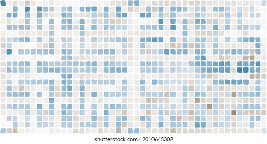 A mosaic pattern in a modern style. Delicate shades of blue and gray. An ornament for interior design, living room, kitchen, clothing, textiles, ceramic tiles for the bathroom. Vector illustration.