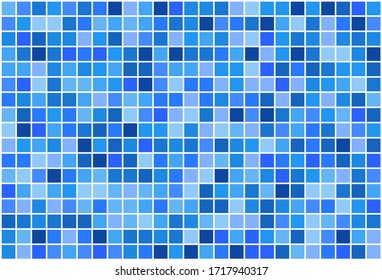 Patrón mosaico de tonos azules aleatorios con bordes blancos, ilustración vectorial para fondos