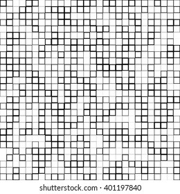 Mosaic pattern and random squares    Black   white geometric texture