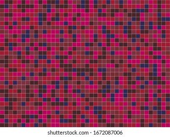 Mosaic pattern of red and blue squares. Mosaic seamless pattern.