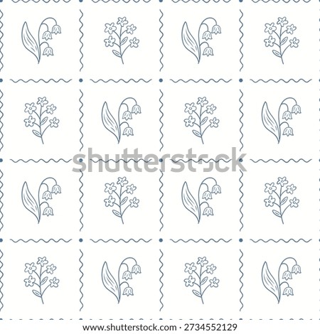 Mosaic pattern with spring and summer doodle flowers