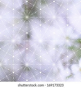 Mosaic pattern with stained glass window effect, abstract light lilac background.