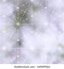 Mosaic pattern with stained glass window effect, abstract light lilac background.