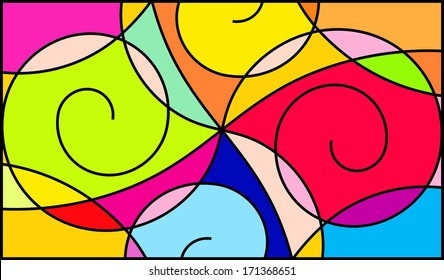 Mosaic pattern for stained glass window. Vector Illustration.