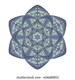 Mosaic Pattern for Tile, Floor, Decorative Elements. Geometric Hexagon Ornament in Aged Faded Colors. Colorful but Obsolete Motif for Print, Cloth, Interior, Poster, Card
