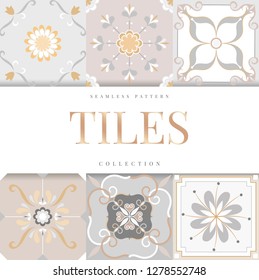 Mosaic pattern tiles vector collection