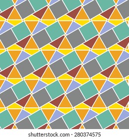 Mosaic pattern in warm and cold colors. Vector illustration.