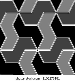 Mosaic pattern. Zigzag figures ornament. Repeated puzzle shapes background. Logic game motif. Tiles wallpaper. Parquet backdrop. Digital paper, page fills, web design, textile print. Seamless image.