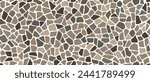 Mosaic pebble stone ground pattern. Vector tile background with arranged small, rounded rocks, creating captivating, textured cobblestone or rubble rocks covered surface with natural colors and shapes