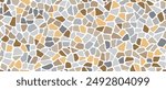 Mosaic pebble stone pattern background of ceramic fragments, vector tile. Mosaic pattern background of broken pebbles or ceramic cobblestone pieces with soft edges for Terrazzo tile pavement pattern