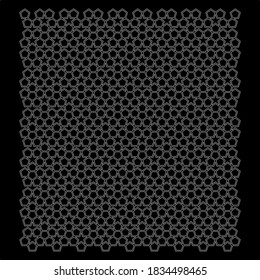 mosaic of penrose pentagons in black and white. vector.