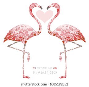 Mosaic pink flamingos, vector illustration.