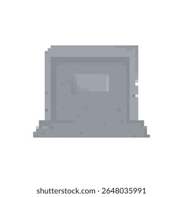Ícone de túmulo cinza pixel art mosaico com sensação retro, destacando simplistic 8 bit design features.