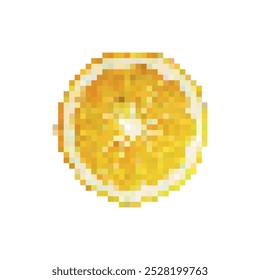 Mosaic or pixel art of a slice lemon