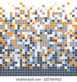 Mosaic pixel colored abstract background. Free arrangement of squares. flat vector illustration isolated on white background