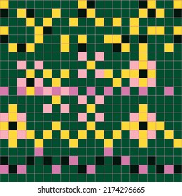 Mosaic, pixel patterns in colors, vector