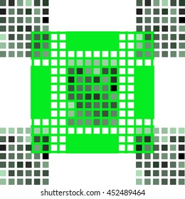 Mosaic, pixelated background. Green abstract cosmic background. Hi-tech concept. Vector Illustration